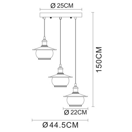 Globo 69030-3H - Lámpara colgante 3xE27/60W