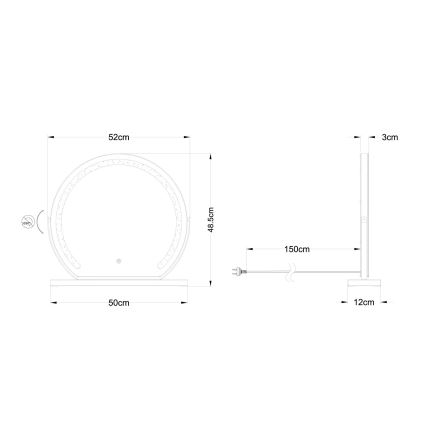 Globo 84038 - Espejo LED regulable con retroiluminación RIVAS LED/10W/230V 12x48,5 cm