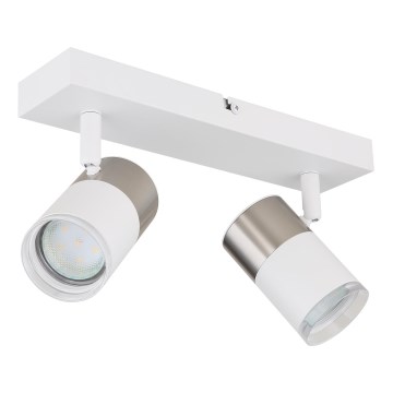 Globo - Foco 2xGU10/25W/230V blanco/cromo mate