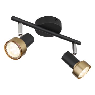 Globo - Foco  2xGU10/25W/230V negro/dorado