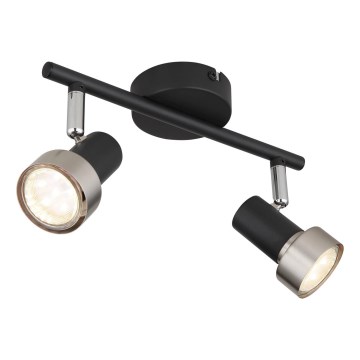 Globo - Foco  2xGU10/25W/230V negro/plata