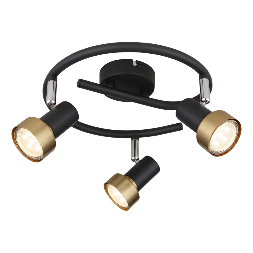 Globo - Foco  3xGU10/25W/230V negro/dorado