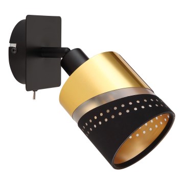 Globo - Foco de pared 1xE14/25W/230V negro/dorado