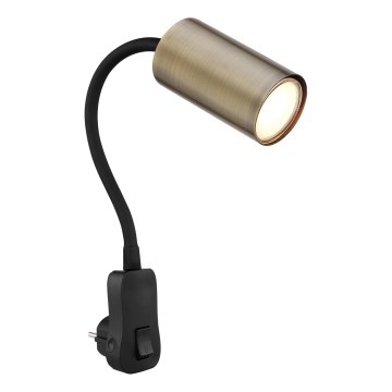 Globo - Foco de pared con enchufe 1xGU10/25W/230V negro/latón