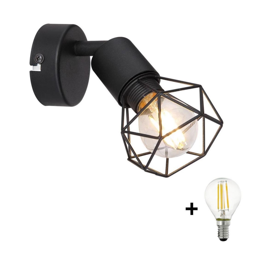 Globo - Foco LED de pared 1xE14/6W/230V negro