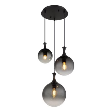 Globo - Lámpara colgante 3xE27/10W/230V diá. 48 cm negro