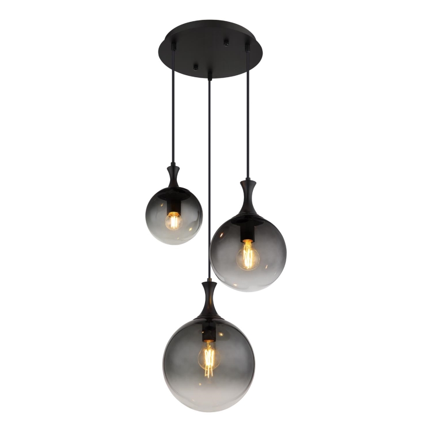 Globo - Lámpara colgante 3xE27/10W/230V diá. 48 cm negro