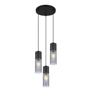 Globo - Lámpara colgante 3xE27/25W/230V diá. 30 cm negro