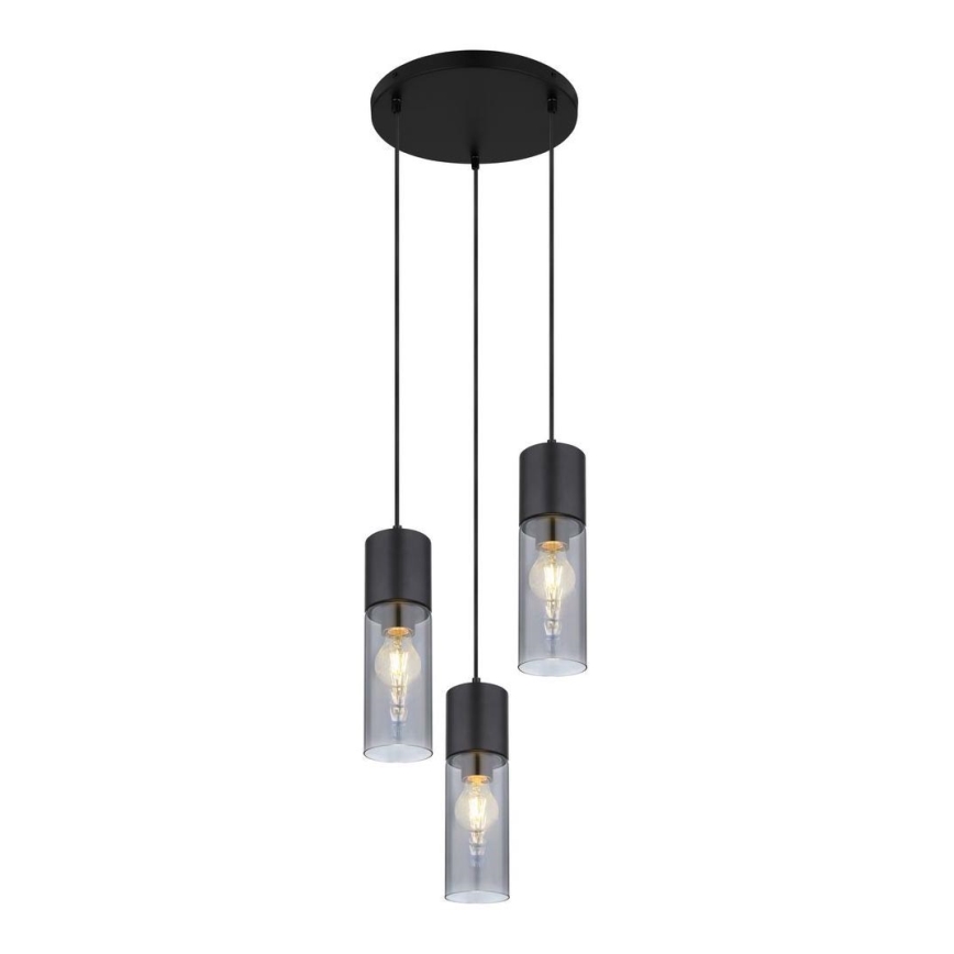 Globo - Lámpara colgante 3xE27/25W/230V diá. 30 cm negro