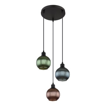 Globo - Lámpara colgante 3xE27/25W/230V diá. 36 cm cobre/verde/azul
