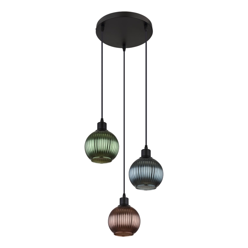 Globo - Lámpara colgante 3xE27/25W/230V diá. 36 cm cobre/verde/azul