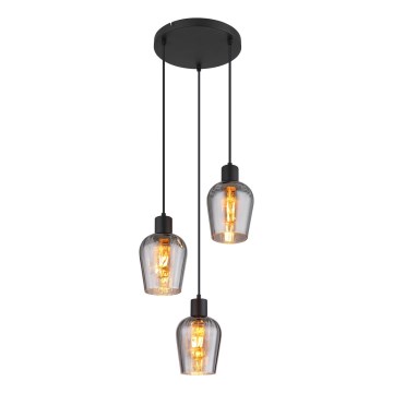 Globo - Lámpara colgante 3xE27/40W/230V diá. 28,5 cm negro