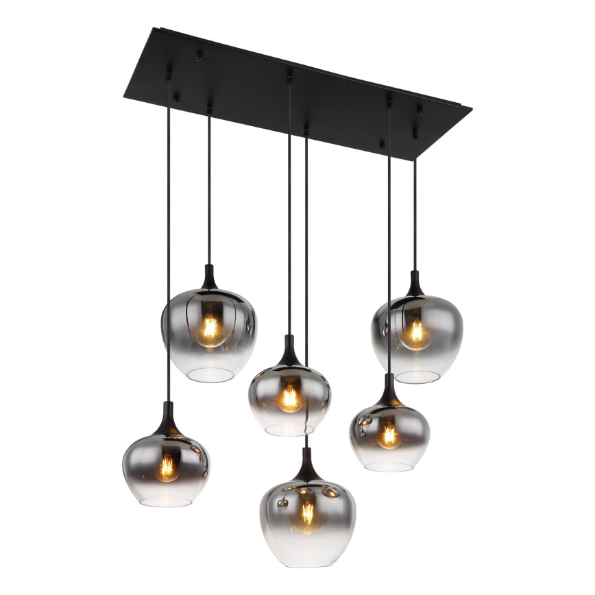 Globo - Lámpara colgante 6xE27/40W/230V negro