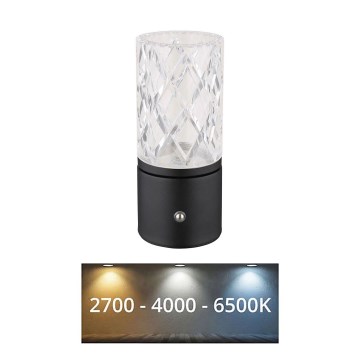 Globo - Lámpara de mesa regulable LED táctil LED/2,5W/3,7V 2700K/4000K/6500K 1800 mAh USB negro