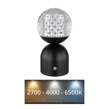 Globo - Lámpara de mesa regulable LED táctil LED/2W/5V 2700/4000/6500K 1800 mAh negro