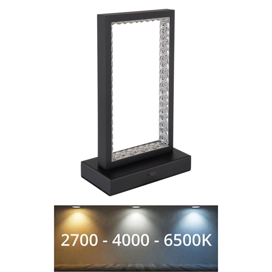 Globo - Lámpara de mesa regulable LED táctil LED/3W/3,7V 2700K/4000K/6500K 1800 mAh USB negro
