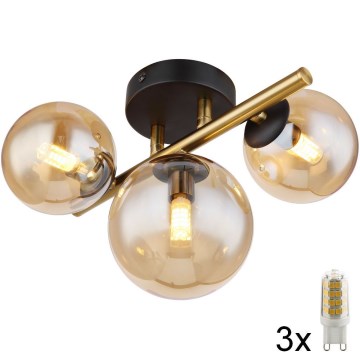 Globo - Lámpara de techo LED RIHA 3xG9/3,5W/230V latón
