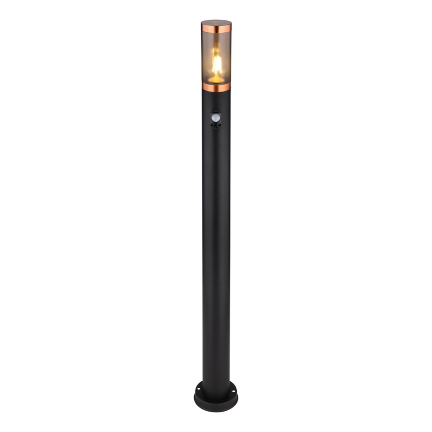 Globo - Lámpara exterior con sensor 1xE27/15W/230V IP44 110 cm negro/cobre