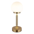 Globo - LED Lámpara de mesa táctil recargable y regulable LED/2,5W/5V 1800mAh 2700/4000/6500K latón