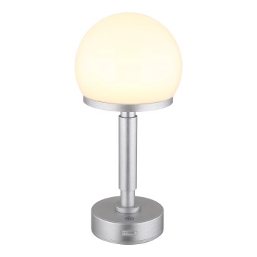 Globo - LED Lámpara de mesa táctil recargable y regulable LED/2,5W/5V 1800mAh 2800K plata