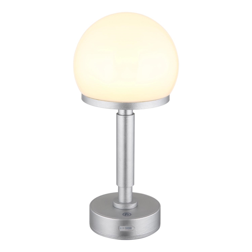 Globo - LED Lámpara de mesa táctil recargable y regulable LED/2,5W/5V 1800mAh 2800K plata