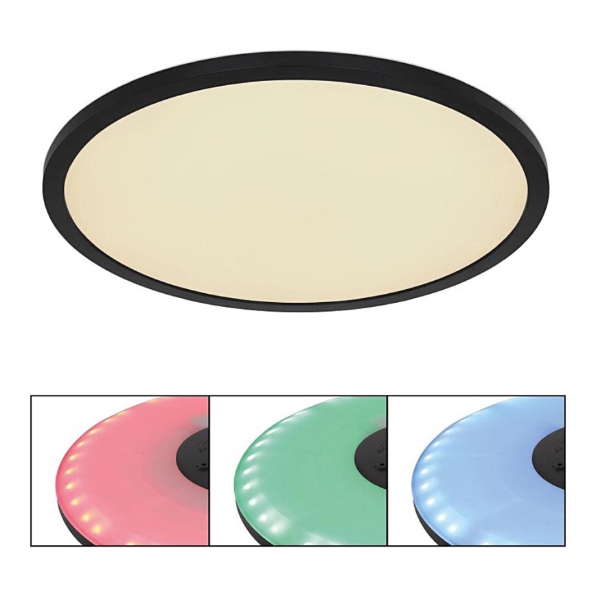 Globo - Plafón de baño LED RGB regulable LED/21W/230V 3000-6000K + control remoto IP44 negro
