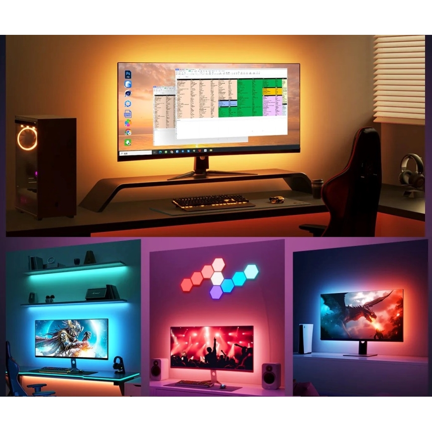 Govee - Iluminación de monitor inteligente LED RGBIC Dreamview G1 de 27-34" Wi-Fi
