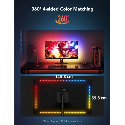 Govee - Iluminación de monitor inteligente LED RGBIC Dreamview G1 de 27-34" Wi-Fi