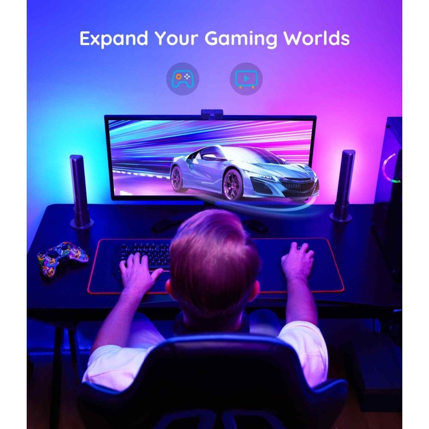 Govee - JUEGO 2x Flow PRO SMART LED TV & Gaming - RGBICWW Wi-Fi