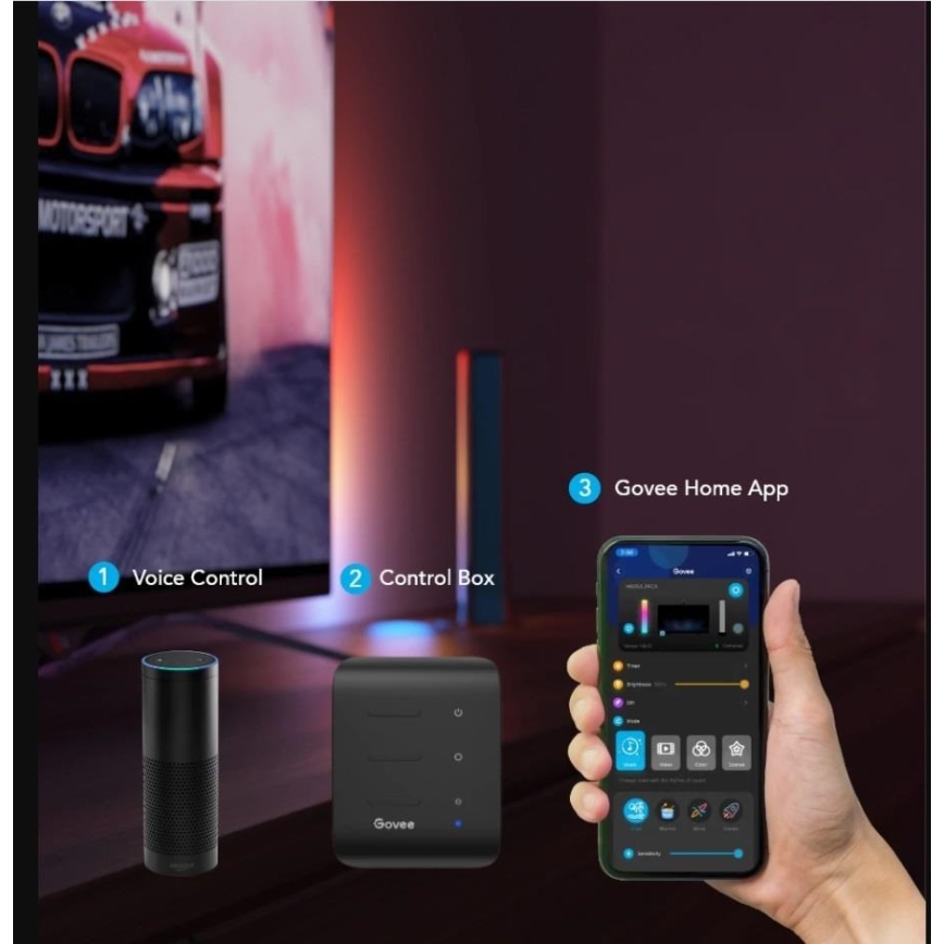 Govee - JUEGO 2x Flow PRO SMART LED TV & Gaming - RGBICWW Wi-Fi