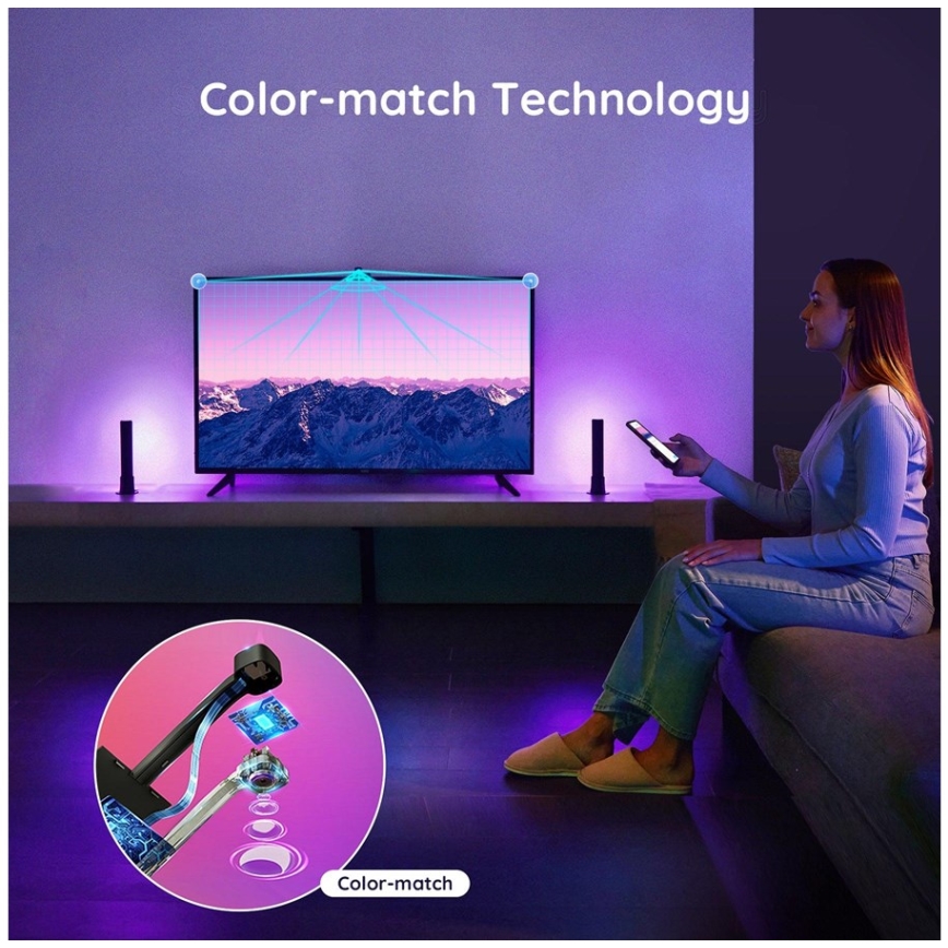 Govee - JUEGO 2x Flow PRO SMART LED TV & Gaming - RGBICWW Wi-Fi