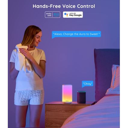 Govee - LED RGBIC Lámpara de mesa con dimmer AURA 2 2200-6500K Wi-Fi Matter
