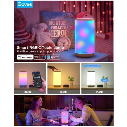 Govee - LED RGBIC Lámpara de mesa con dimmer AURA 2 2200-6500K Wi-Fi Matter