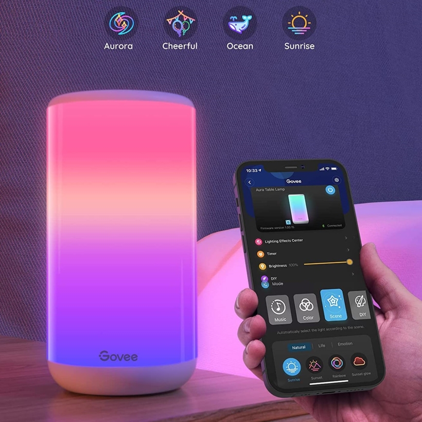 Govee - LED RGBIC Lámpara de mesa con dimmer AURA 2 2200-6500K Wi-Fi Matter