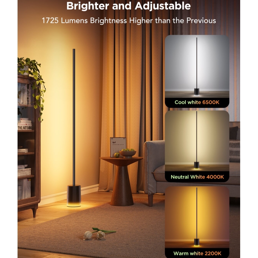 Govee - Lámpara LED de pie Inteligente MATTER LED RGBICWW 2200-6500K Wi-Fi + control remoto