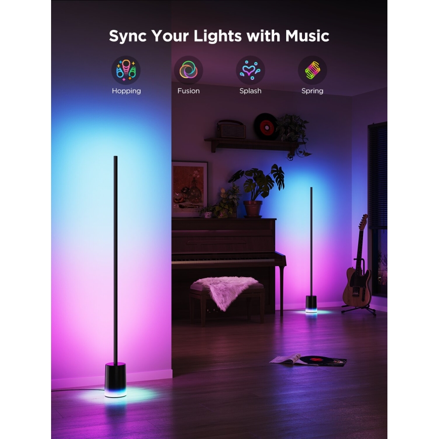 Govee - Lámpara LED de pie Inteligente MATTER LED RGBICWW 2200-6500K Wi-Fi + control remoto