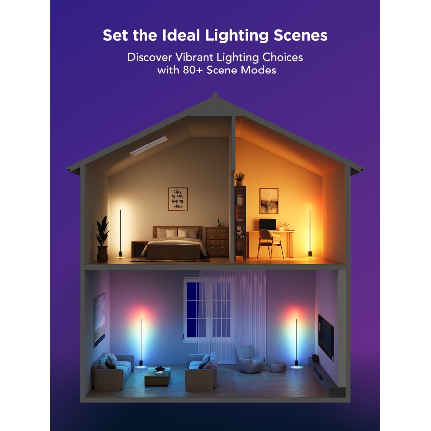 Govee - Lámpara LED de pie Inteligente MATTER LED RGBICWW 2200-6500K Wi-Fi + control remoto