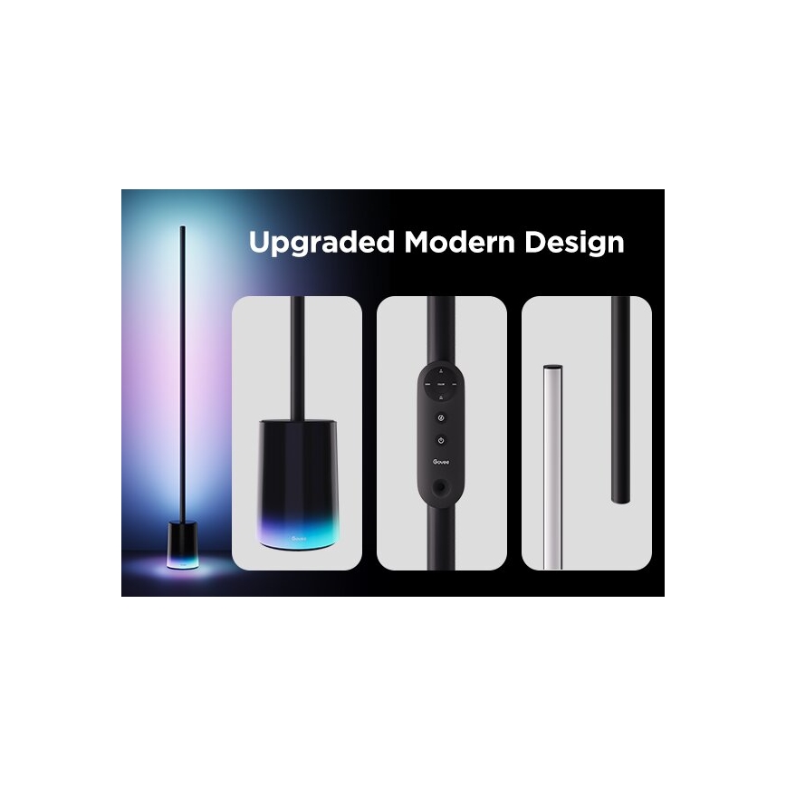Govee - Lámpara LED de pie Inteligente MATTER LED RGBICWW 2200-6500K Wi-Fi + control remoto