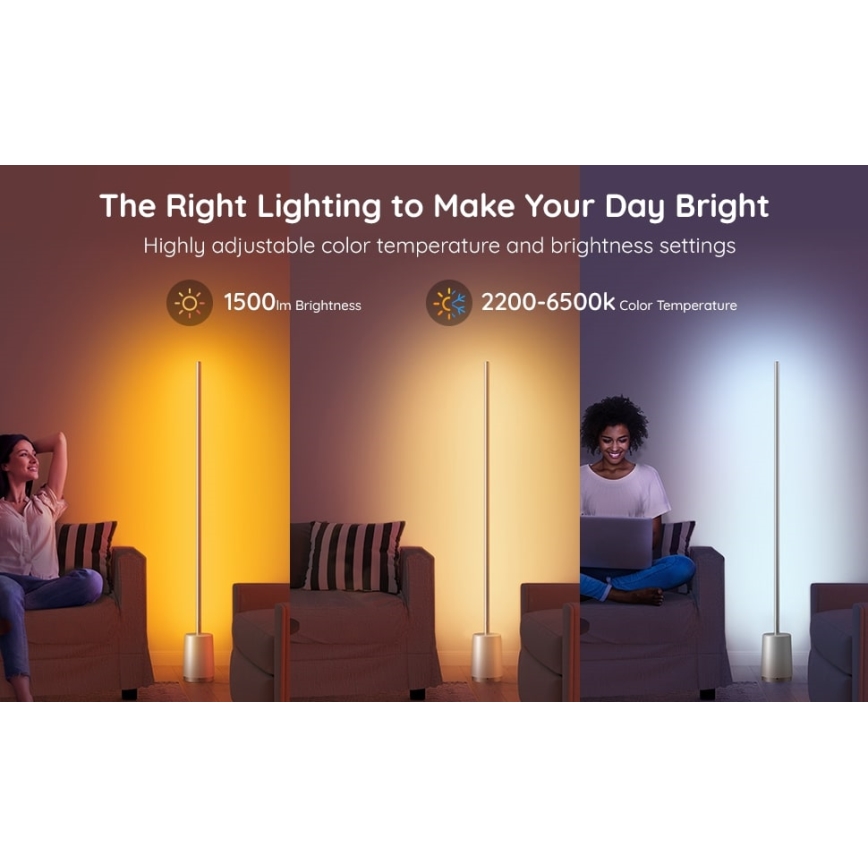 Govee - Lámpara de pie LED regulable Lyra Smart RGBICWW 2200-6500K Wi-Fi + control remoto