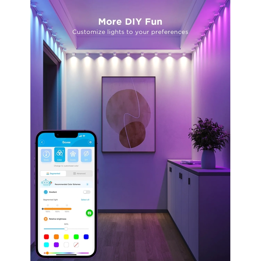 Govee - Lámparas colgantes de cadena LED RGBIC de 3m Wi-Fi