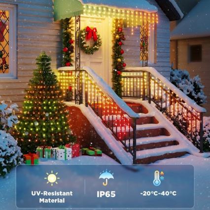 Govee - LED RGBIC Cadena de exterior Inteligente Carámbanos 10m Wi-Fi Matter IP65