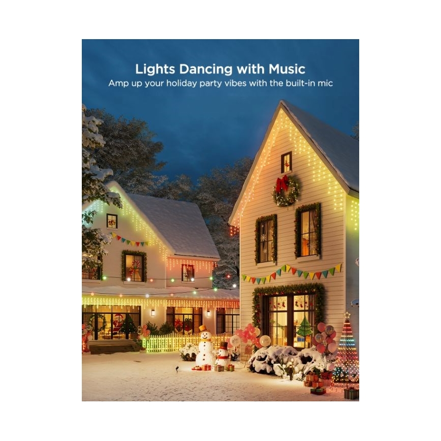 Govee - LED RGBIC Cadena de exterior Inteligente Carámbanos 10m Wi-Fi Matter IP65