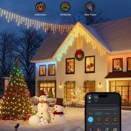 Govee - LED RGBIC Cadena de exterior Inteligente Carámbanos 10m Wi-Fi Matter IP65