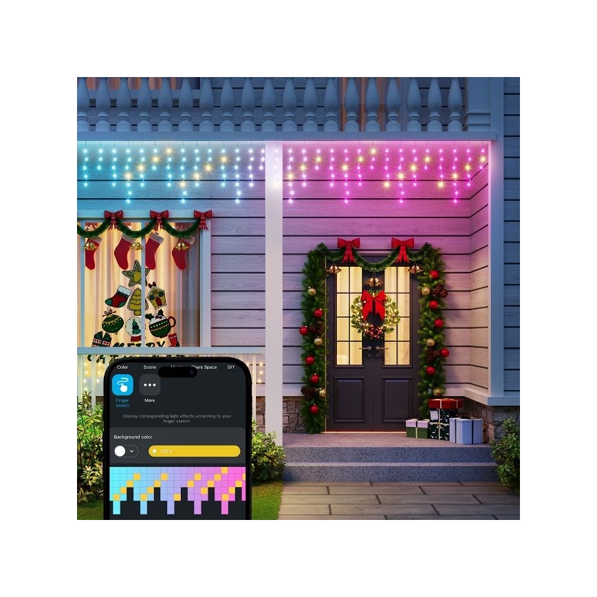 Govee - LED RGBIC Cadena de exterior Inteligente Carámbanos 10m Wi-Fi Matter IP65