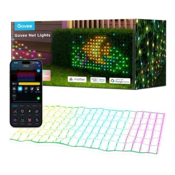 Govee - LED RGBIC Malla de iluminación exterior 143x85cm Wi-Fi Matter IP65