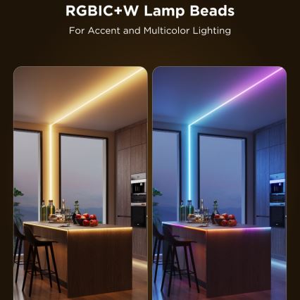 Govee - LED RGBICW Tira regulable COB 3780 diodos 3m Wi-Fi Matter