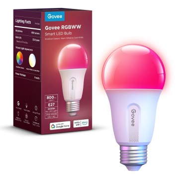 Govee - LED RGBWW Bombilla Inteligente E27/9W/230V 2700-6500K Wi-Fi