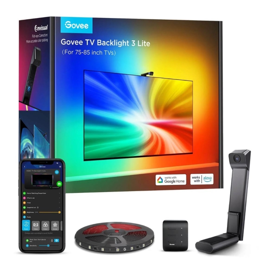 Govee - Luz de fondo para TV 3 Lite TV 75-85 pulgadas LED inteligente RGBICW Wi-Fi IP67