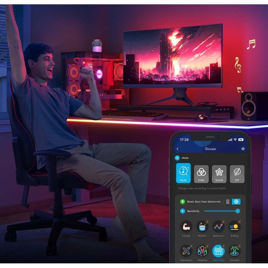 Govee - Neón LED retroiluminación de mesa 3m RGBIC Wi-Fi