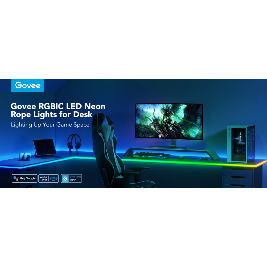 Govee - Neón LED retroiluminación de mesa 3m RGBIC Wi-Fi
